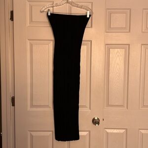 White Fox Black Ribbed Midi Dress XS